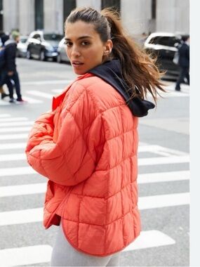Free People Movement Pippa Packable Puffer Jacket Neon Coral size large